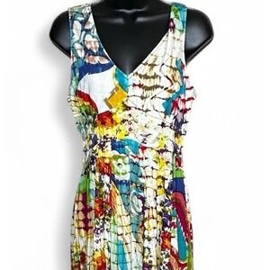NWT Chaudry KC Boho Festival Cream with TieDye & Floral Maxi Dress Embellished